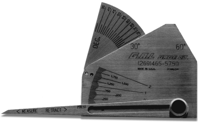 Skew-T Fillet Weld Gauge INCH - Check Angle of Vertical Member, Weld Acute Side, Weld Obtuse Side